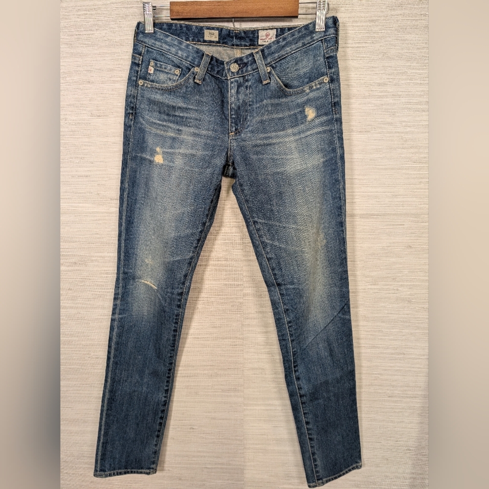 AG Adriano Goldschmidt Stilt Cigarette Leg Low Rise Straight Jeans Distressed 26
